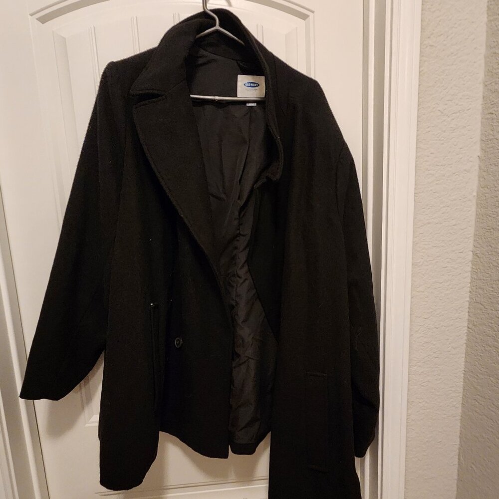 OLD NAVY Women’s Pea Coat Double Breasted Cropped Wool Black Plus Size 4X